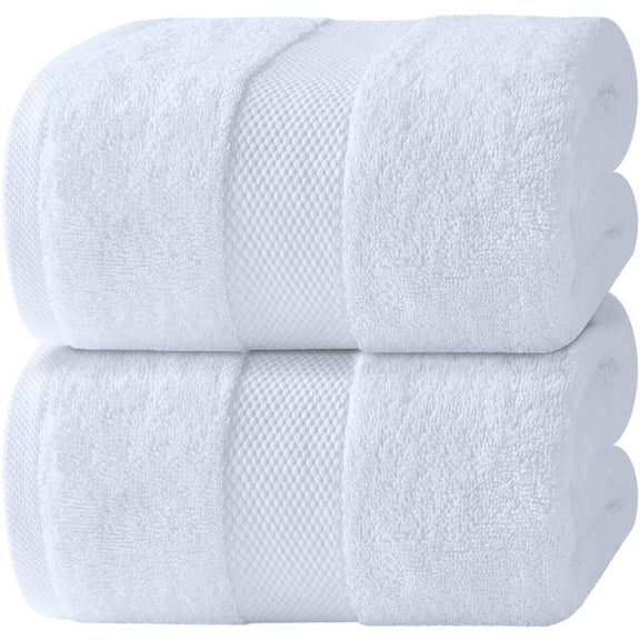 White Classic Hotel Collection 650 Gsm Cotton Bath Sheet Towels, Oversized Bathroom Towels, White, 35 x 70, 2 Pack