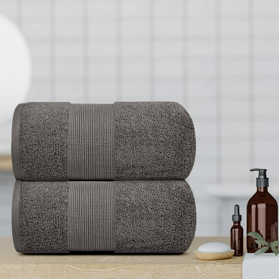 White Classic Resort Collection Soft Bath Sheet Towels | 35x70 Oversize Large Luxury Hotel Plush & Absorbent Cotton Bath Sheet [2 Pack, Charcoal]