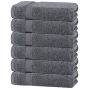 White Classic Wealuxe Collection Lightweight Cotton Small Bath Towels, Gray, 22 x 44, 6 Pack
