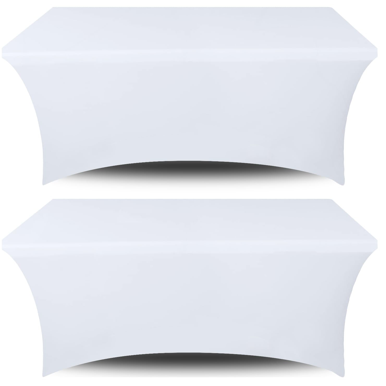 White Classic Spandex Table Covers 4FT, Pack of 2 Fitted Tablecloth, Wrinkle Resistant Folding