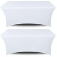 thumbnail image 1 of White Classic Stretch Spandex Table Covers 6FT, Pack of 2 Fitted Tablecloths for Rectangle Tables, Stretchy Wrinkle Resistant Folding Table Cover, White, 1 of 6