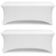 thumbnail image 1 of White Classic Stretch Spandex Table Covers 6FT, Pack of 2 Fitted Tablecloths for Rectangle Tables, Stretchy Wrinkle Resistant Folding Table Cover, White, 1 of 7