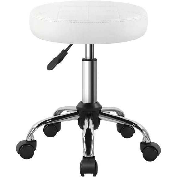 White Classic Swivel Stool with Wheel Perfect for Salon Work Home SPA Shop Height-Adjustable and Cost-Effective Rolling Stool Chair Small