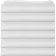 White Classic Twin Flat Sheet Only, Cotton-Poly Mix Hospital Bed Flat Sheets 66x104 inch, White Flat Twin Sheet Thread Count T-180 | White, 6-Pack