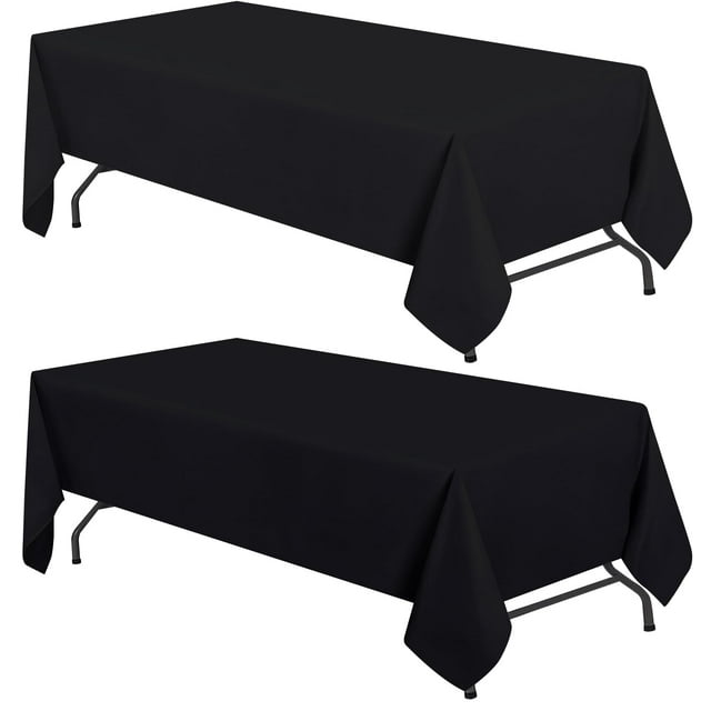 White Classic WEALUXE Black Table Cloths for 6 Foot Folding Tables [2 Pack, 60x102 Inches] Black