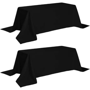 White Classic WEALUXE Black Tablecloth 90x156" - Black Table Clothes for 8 Feet Rectangle Tables, 8ft Tablecloth Floor Length, Stain and Wrinkle Resistant Washable Cotton-Poly Mix Fabric | 2 Pack