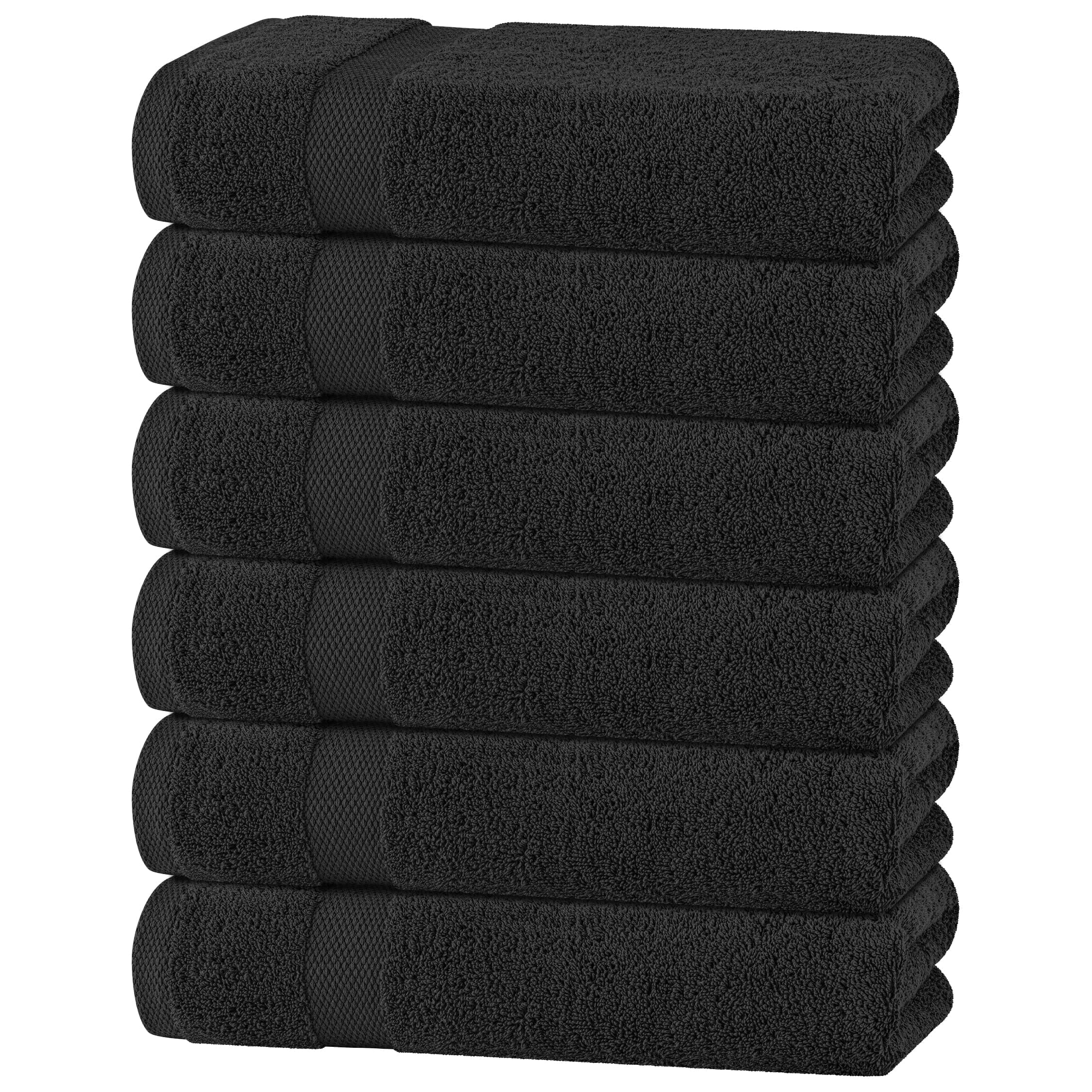 White Classic Wealuxe Black Bath Towels 24x50 inch, Cotton Towel Set for Bathroom, Hotel, Gym, Spa, Soft Extra Absorbent Quick Dry 6 Pack