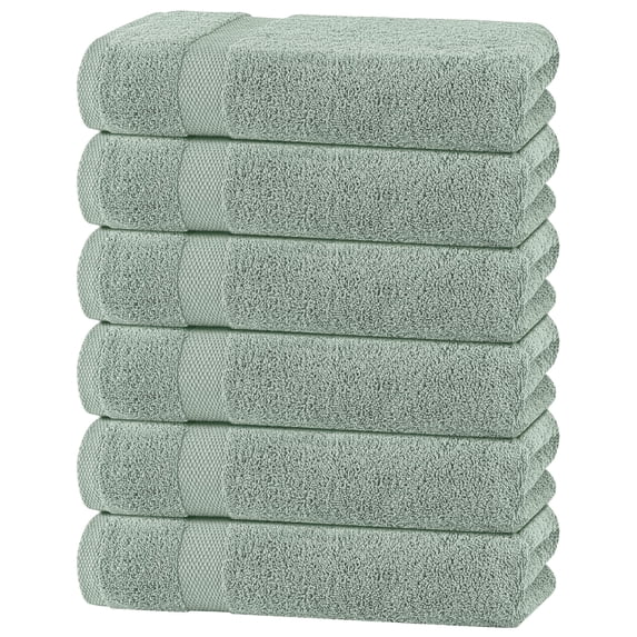 White Classic Wealuxe Green Bath Towels 24x50 inch, Cotton Towel Set for Bathroom, Hotel, Gym, Spa, Soft Extra Absorbent Quick Dry 6 Pack