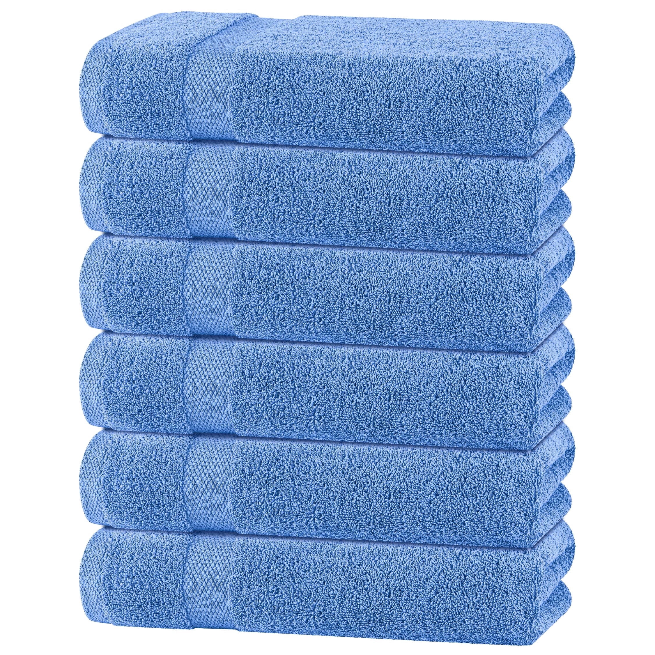 White Classic Wealuxe Light Blue Bath Towels 24x50 inch, Cotton Towel Set for Bathroom, Hotel, Gym, Spa, Soft Extra Absorbent Quick Dry 6 Pack
