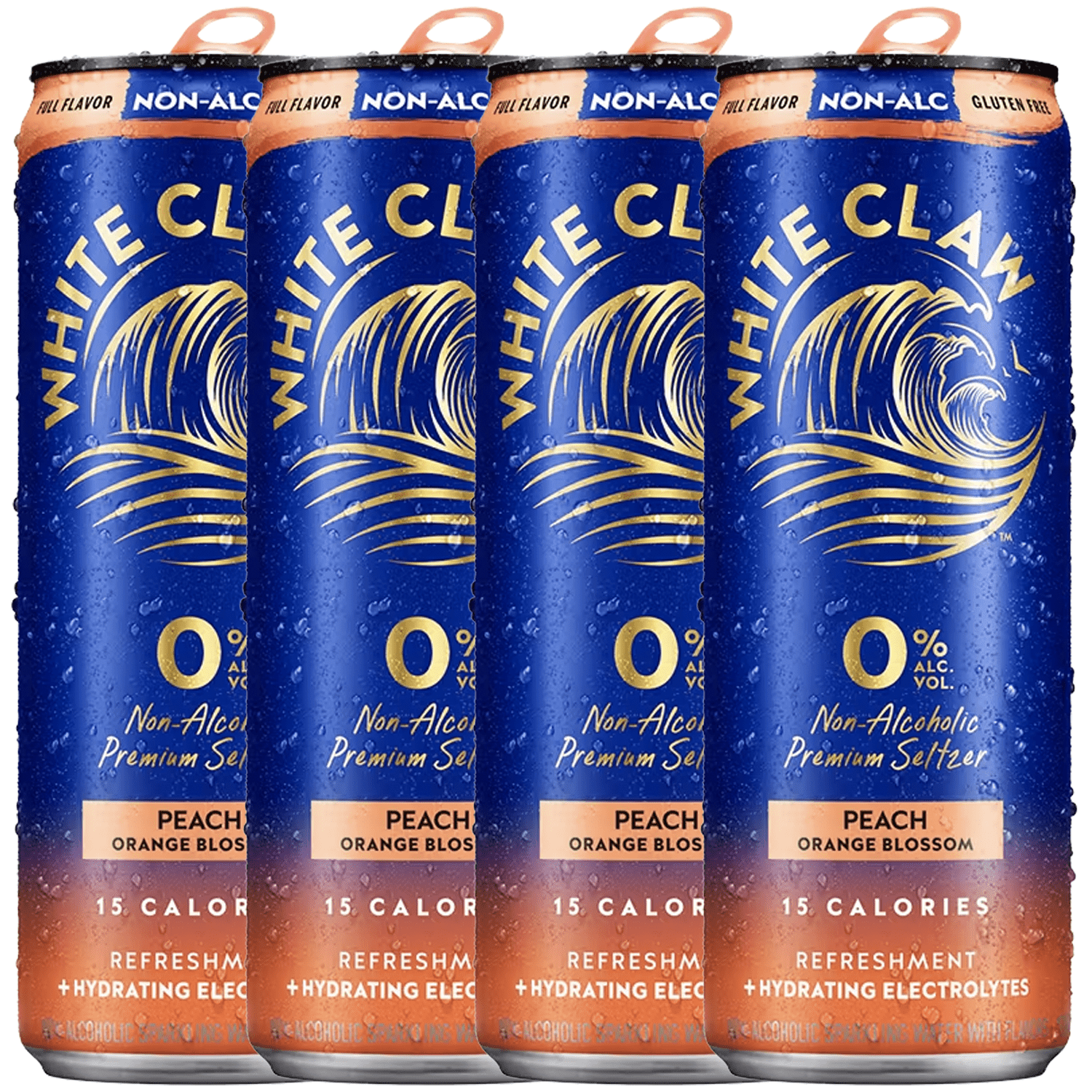 White Claw 4 Pack 0% Alcohol Peach Orange Blossom Non-Alcoholic Premium Non-Hard Seltzer | 15 Calories, Gluten Free, Hydrating Electrolytes