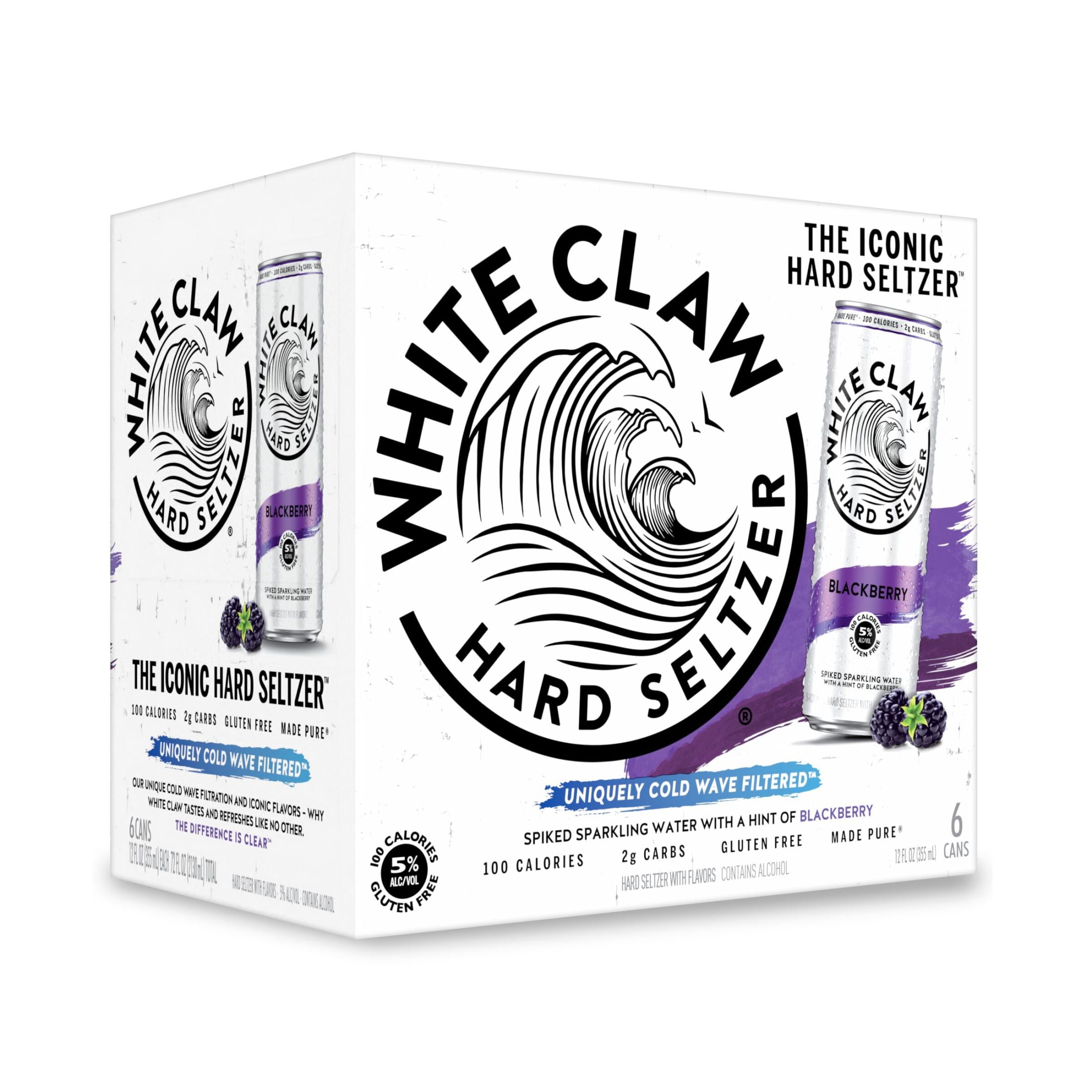 White Claw Hard Seltzer Blackberry, 6 Pack, 12 fl oz Cans, 5% ABV