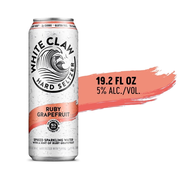 White Claw Hard Seltzer Ruby Grapefruit, 19.2 fl oz Can, 5% ABV