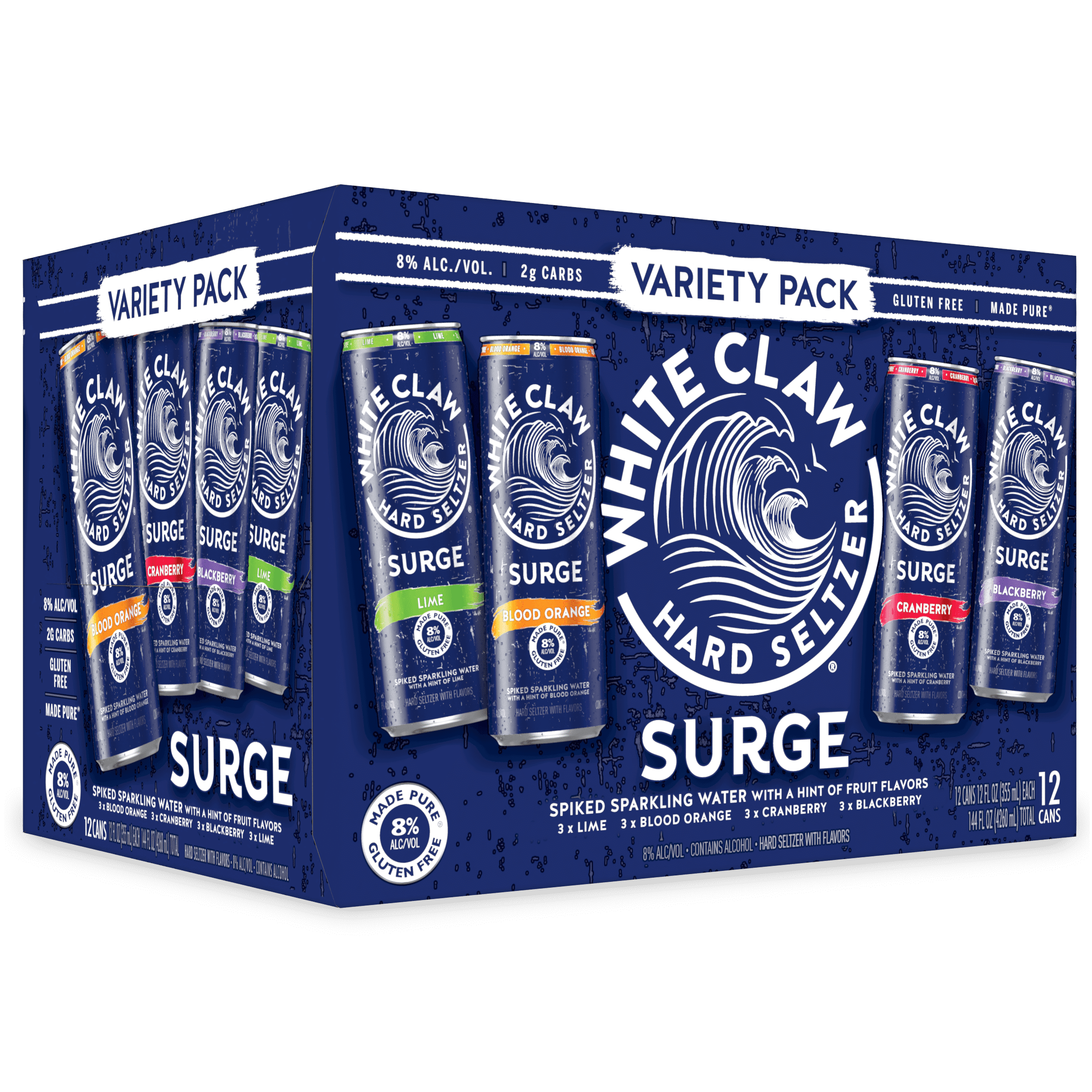 White Claw® Hard Seltzer Surge, 12 Pack, 12 fl oz Cans, 8 ABV