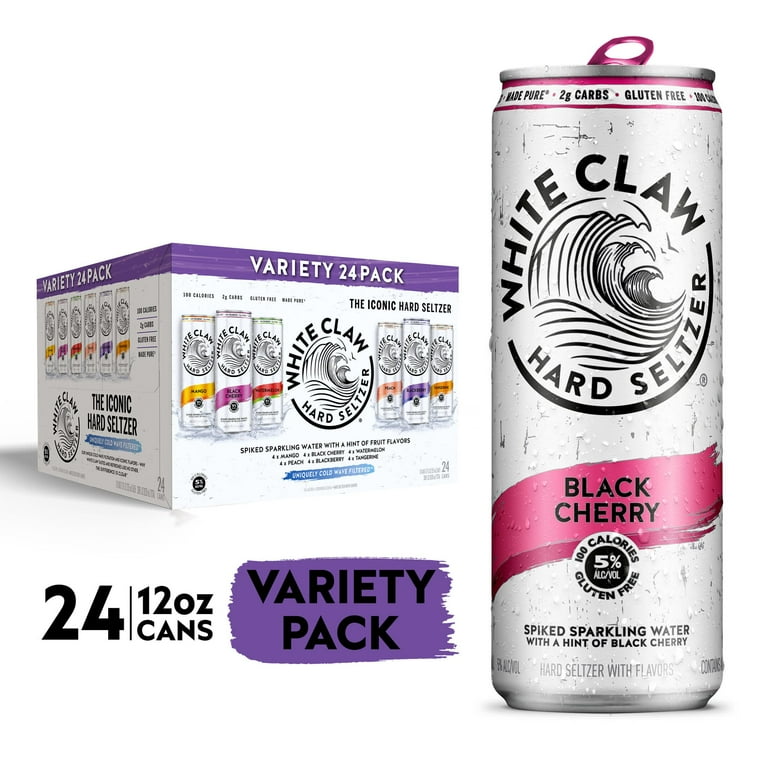 White Claw Hard Seltzer Variety Pack, 24 Pack, 12 fl oz Cans, 5 