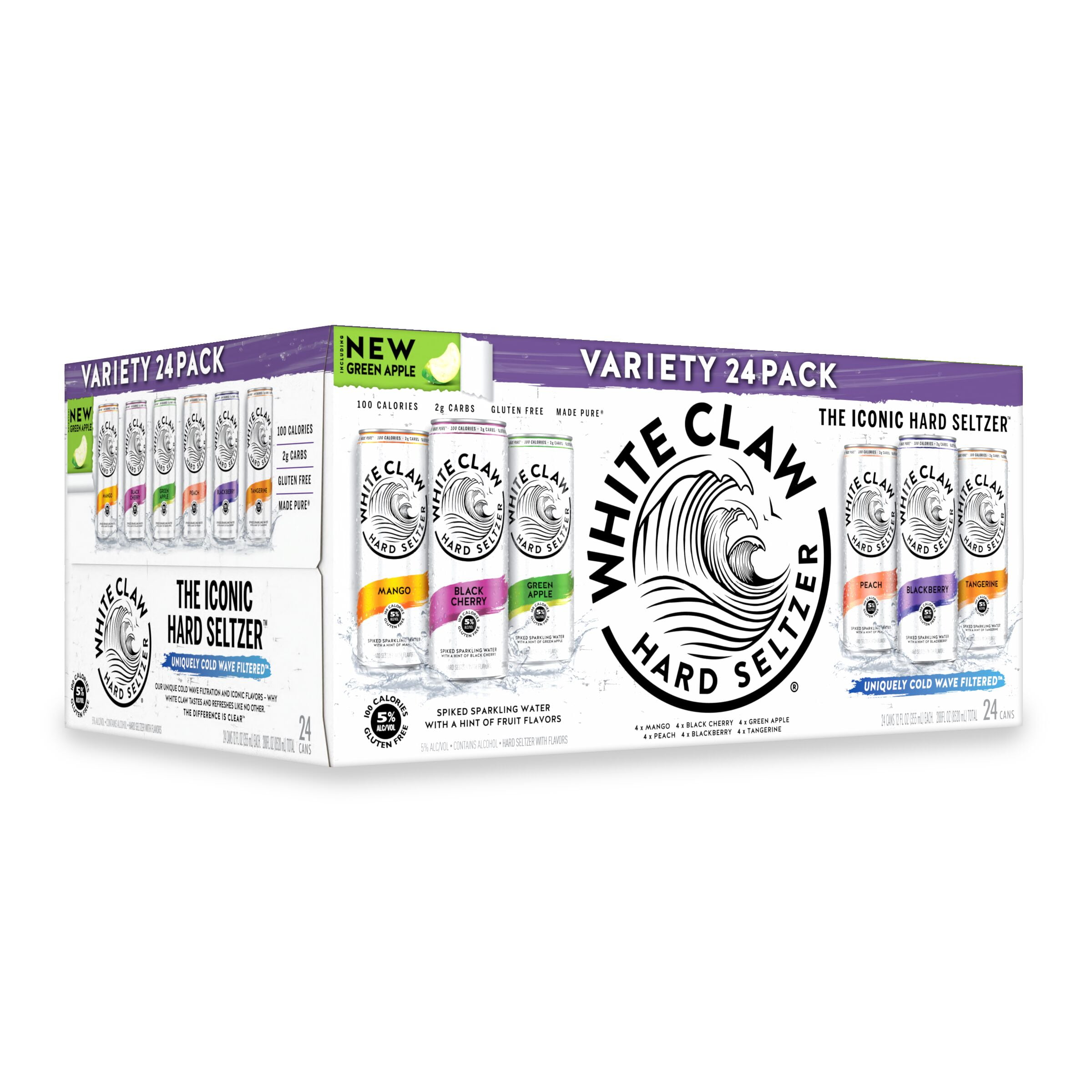White Claw Hard Seltzer Variety Pack, 24 Pack, 12 fl oz Cans, 5% ABV