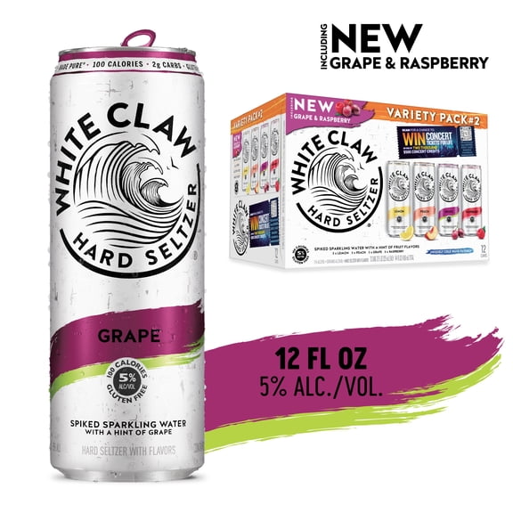 White Claw Hard Seltzer Variety Pack No. 2, 12 Pack, 12 fl oz Cans, 5% ABV