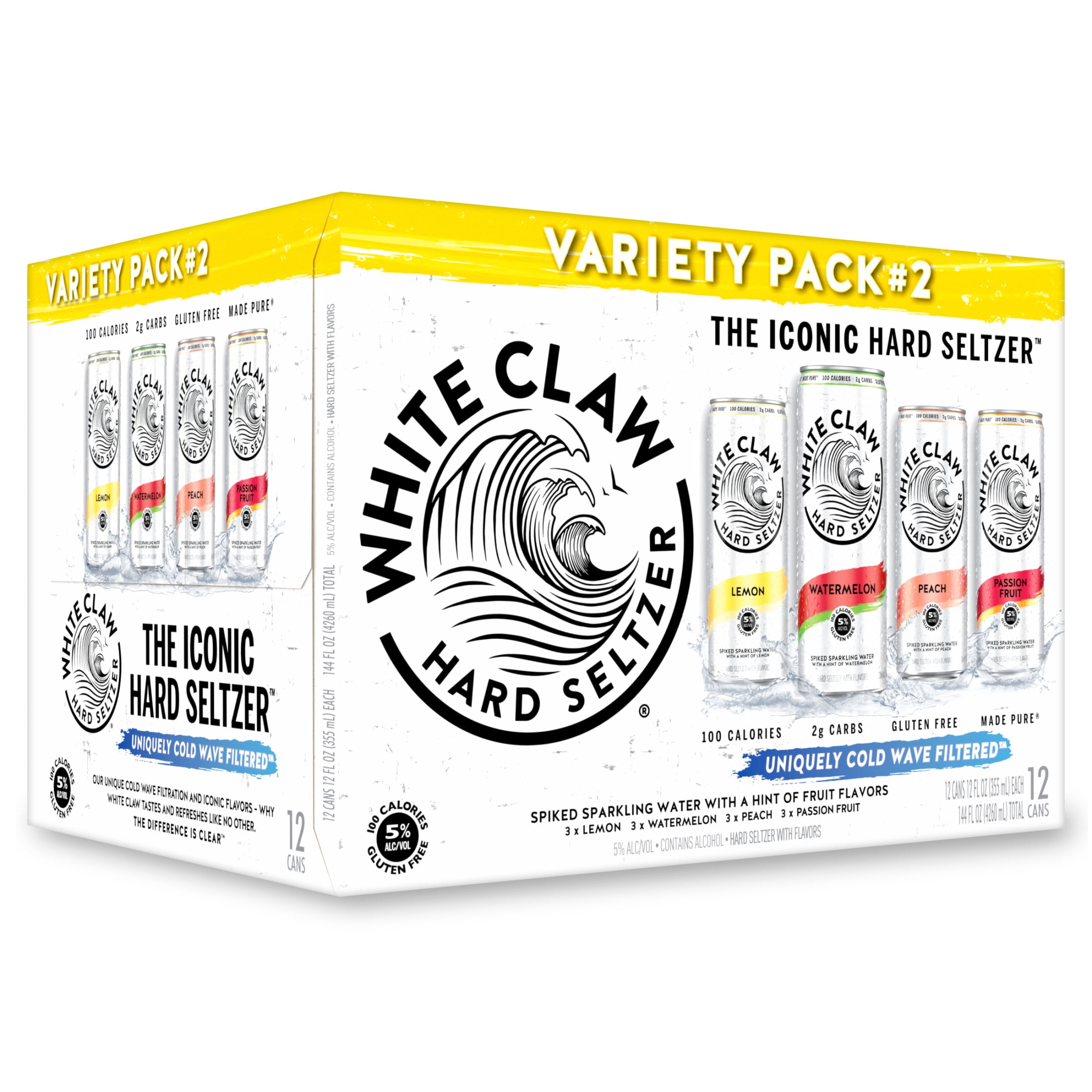 White Claw Hard Seltzer Variety Pack No. 2, 12 Pack, 12 fl oz Cans, 5% ABV