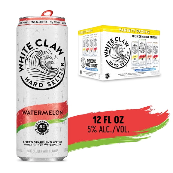 White Claw Hard Seltzer Variety Pack No. 2, 12 Pack, 12 fl oz Cans, 5% ABV
