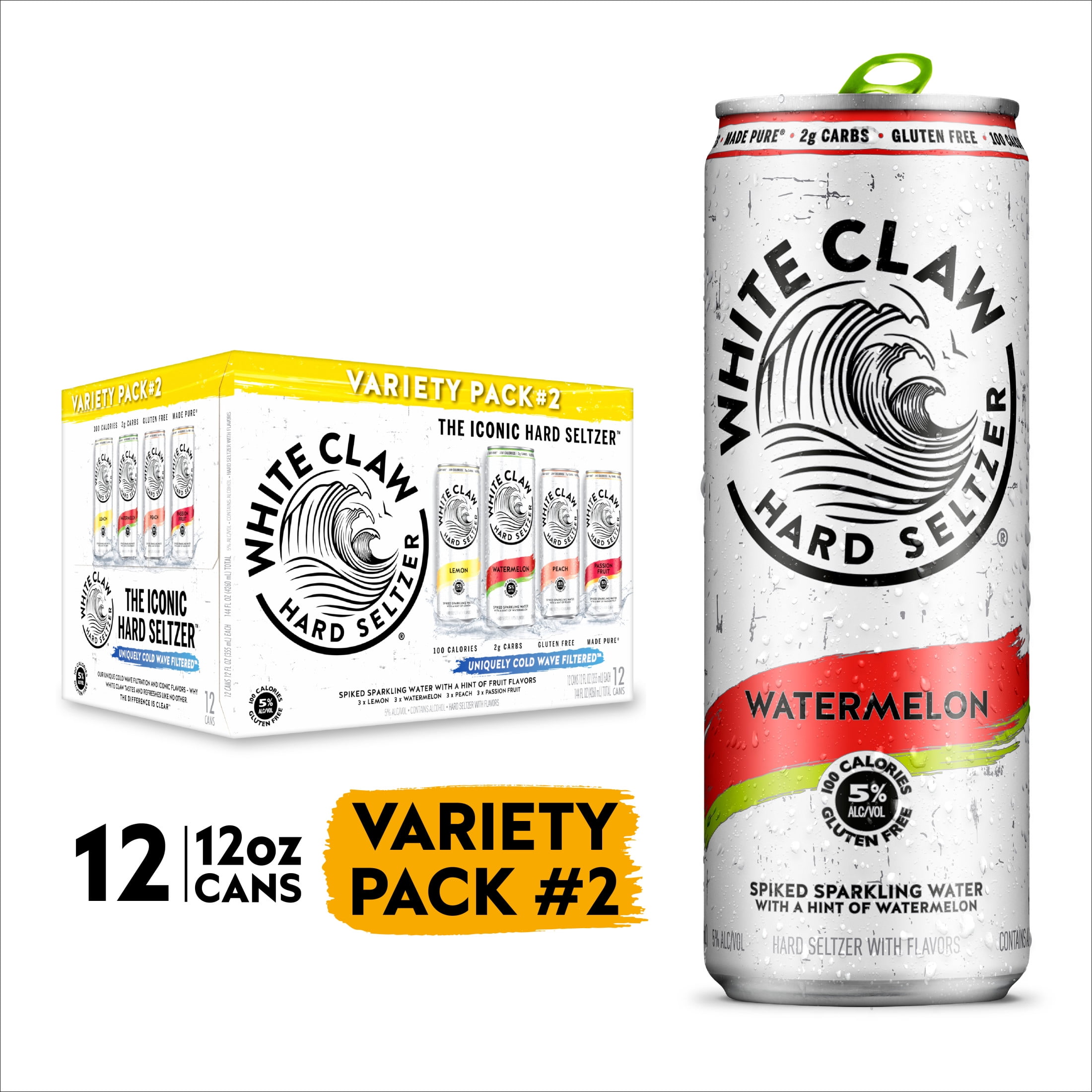 White Claw Hard Seltzer Variety Pack No. 2, 12 Pack, 12 fl oz Cans, 5% ABV