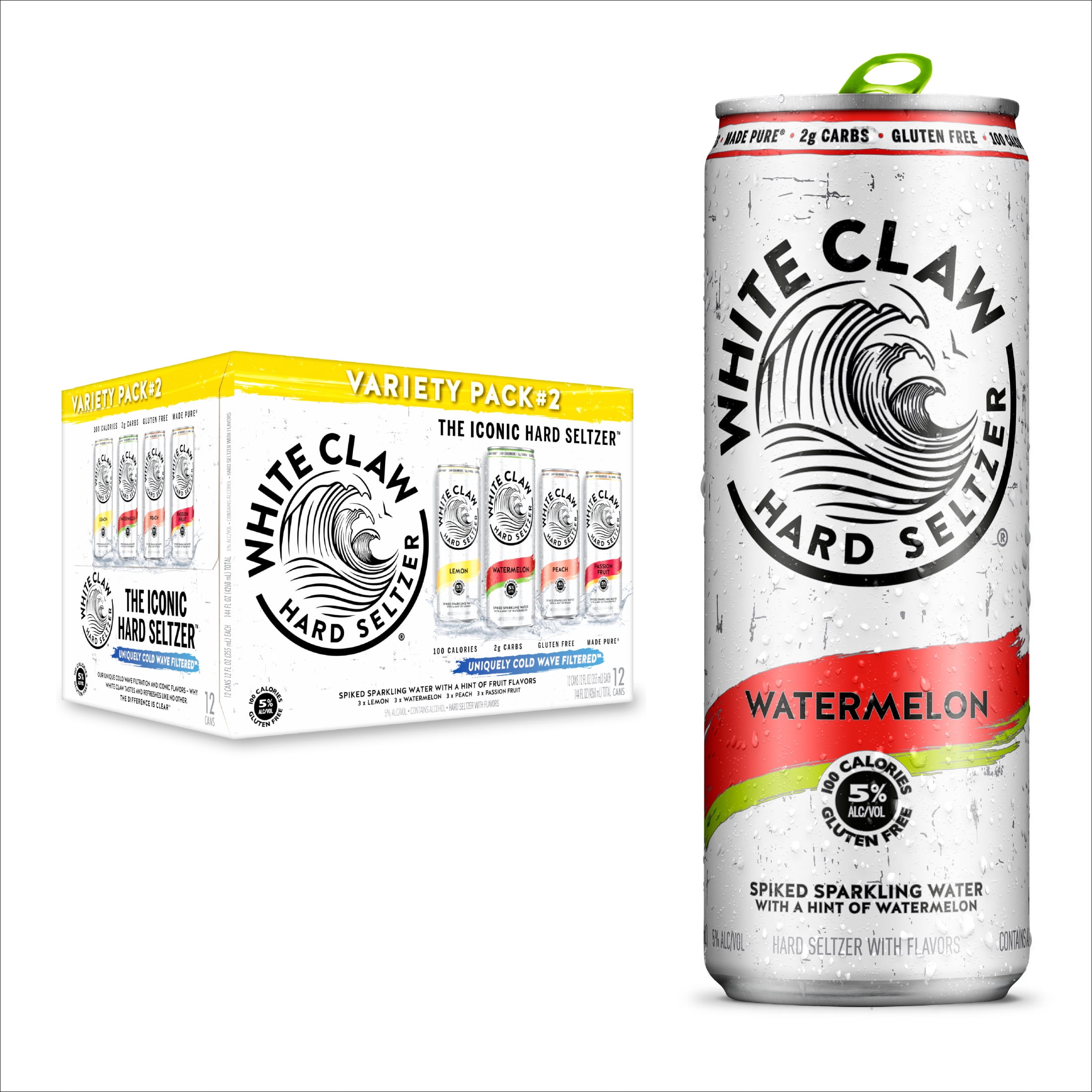 White Claw Hard Seltzer Variety Pack No. 2, 12 Pack, 12 fl oz Cans, 5% ABV