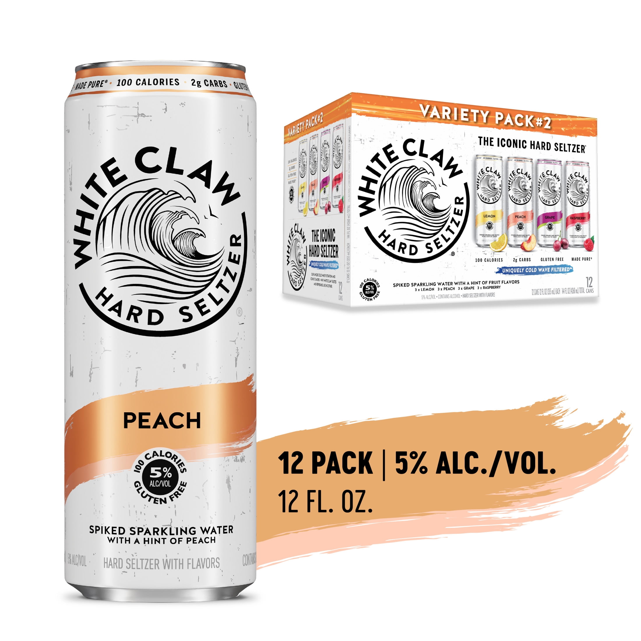 White Claw Hard Seltzer Variety Pack #2, 12 Pack, 12 fl oz Cans, 5% ABV