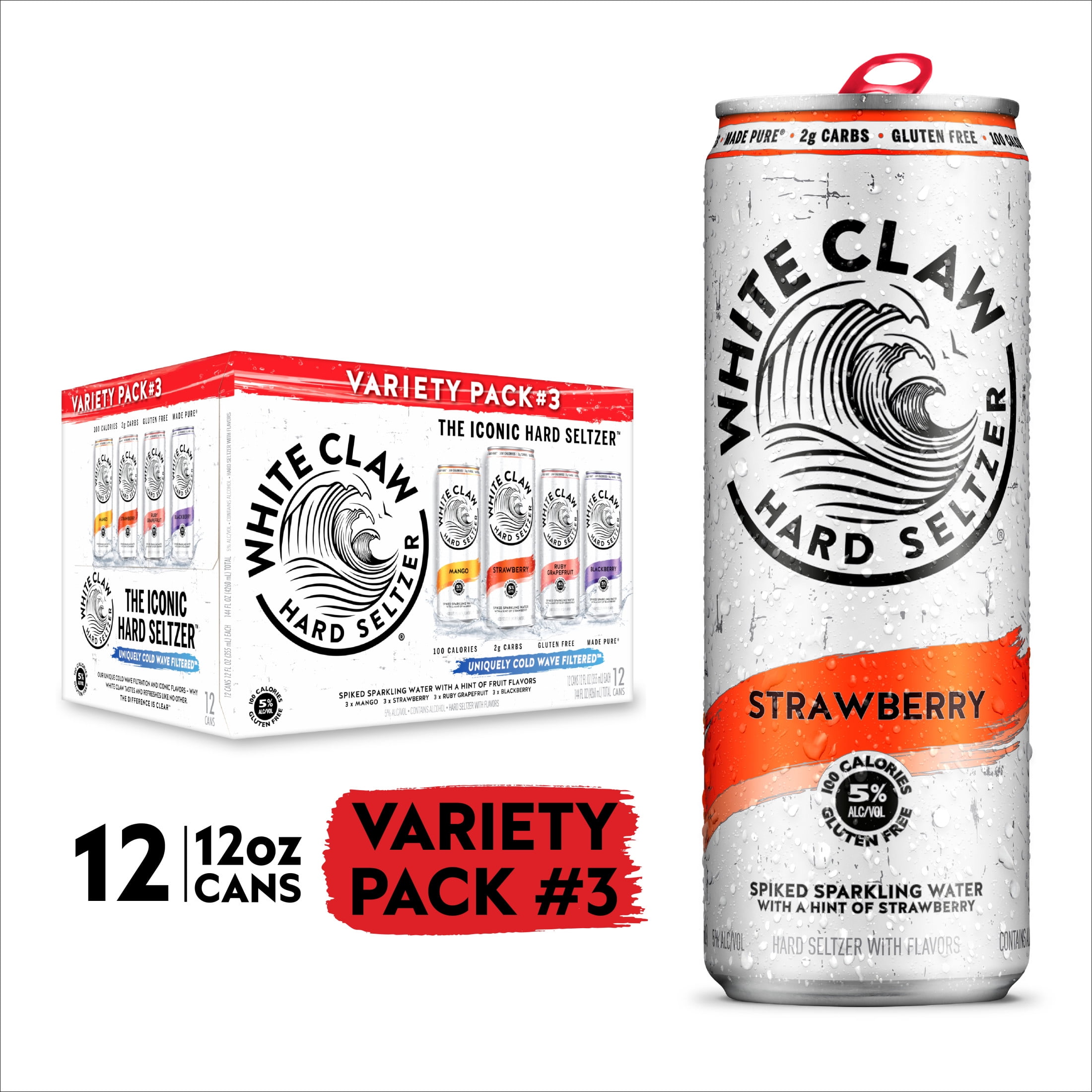 White Claw Hard Seltzer Variety Pack, 12 Pack for Breakroom