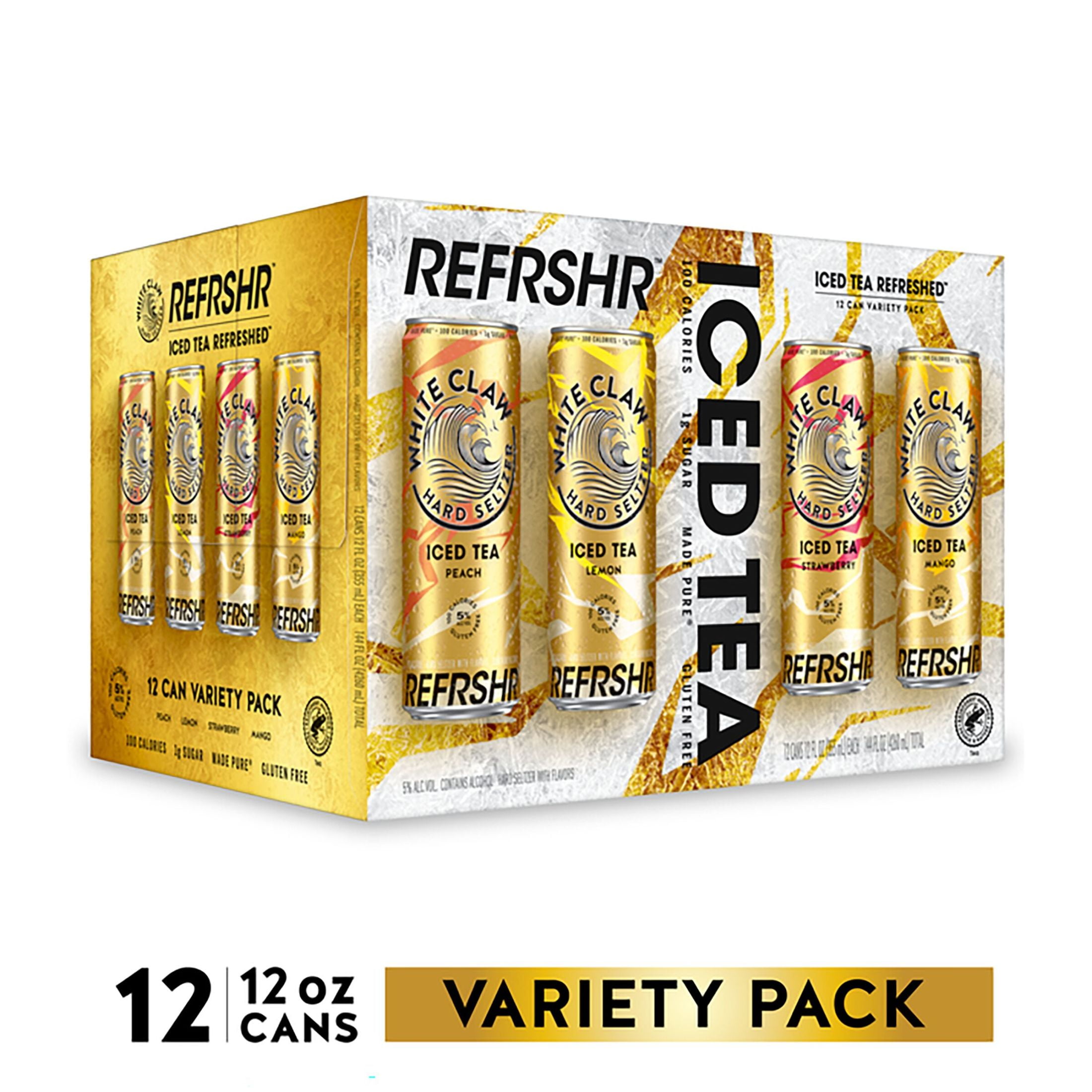 White Claw Iced Tea Hard Seltzer Variety Pack, 12 Pack, 12 fl oz Cans, 5% ABV