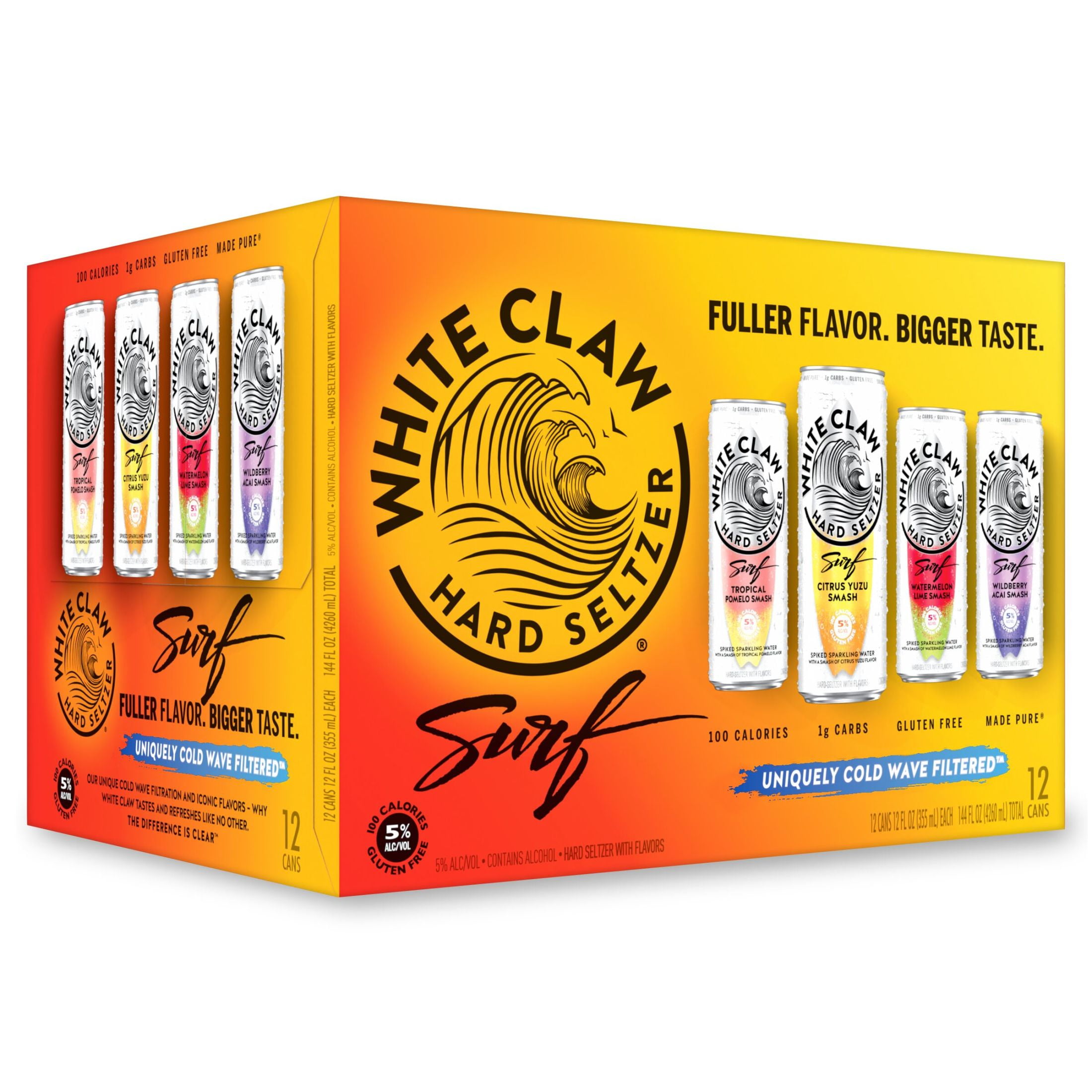 White Claw Surf Hard Seltzer Variety Pack, 12 Pack, 12 fl oz Cans, 5% ABV
