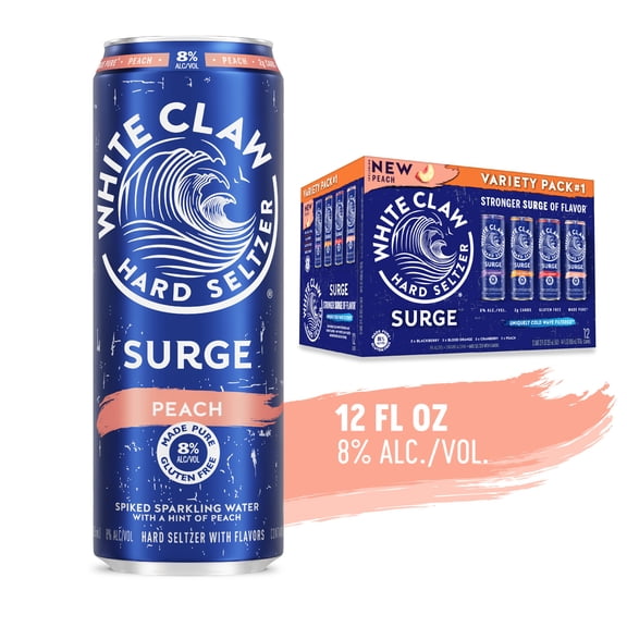 White Claw Surge Hard Seltzer Variety Pack No. 1, 12 Pack, 12 fl oz Cans, 8% ABV