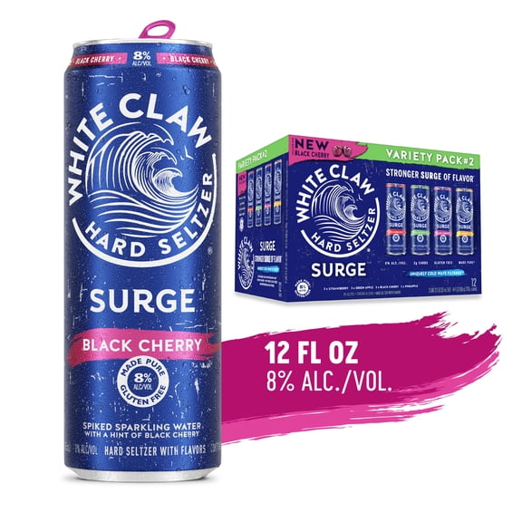 White Claw Surge Hard Seltzer Variety Pack No. 2, 12 Pack, 12 fl oz Cans, 8% ABV
