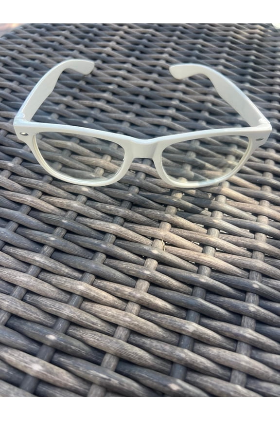 White Clear Lens Nerd Geek Glasses New