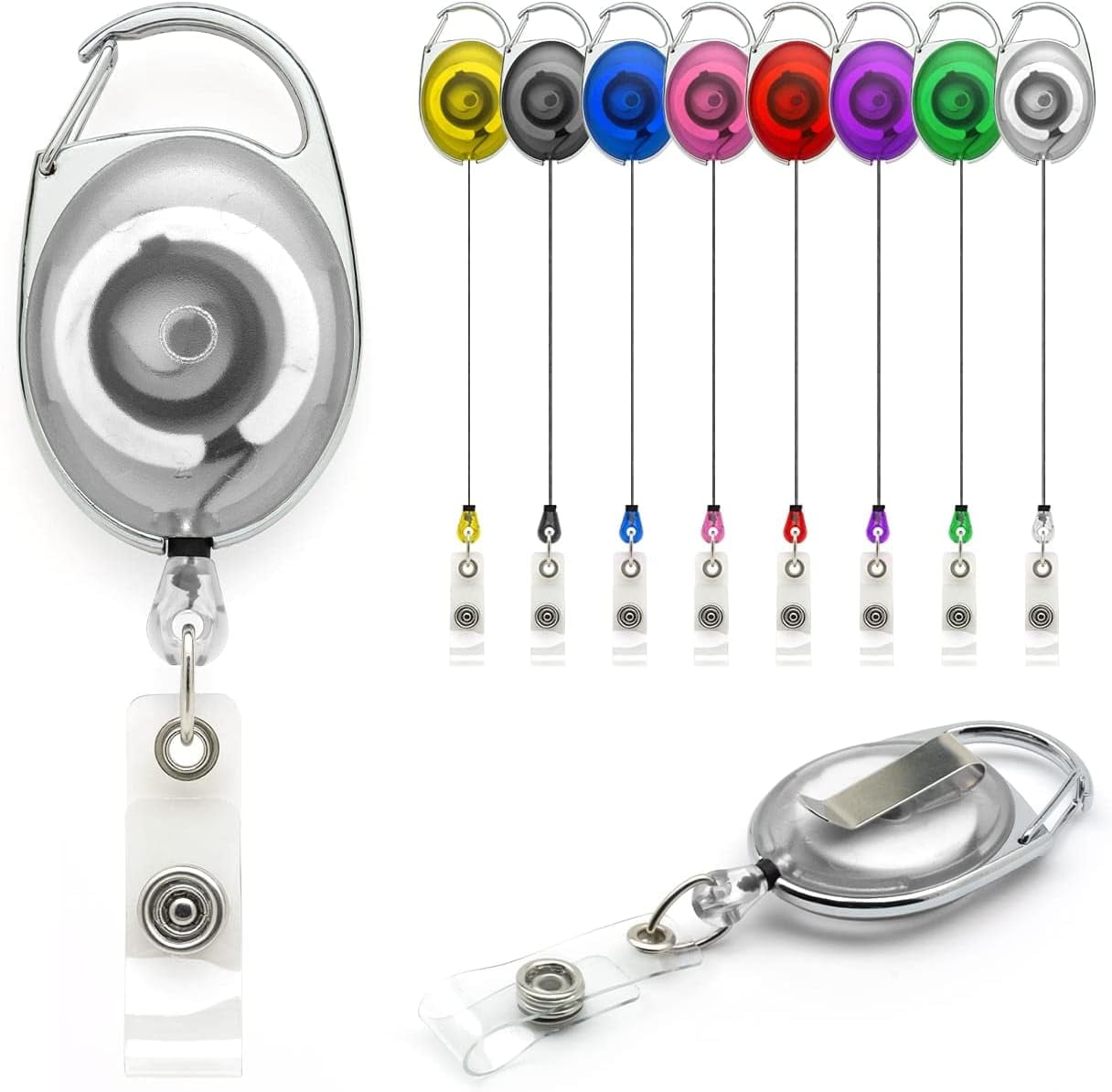 White Clear YoYo Retractable Reel Holder by Lanyards Tomorrow Extendable Ski ID Identification