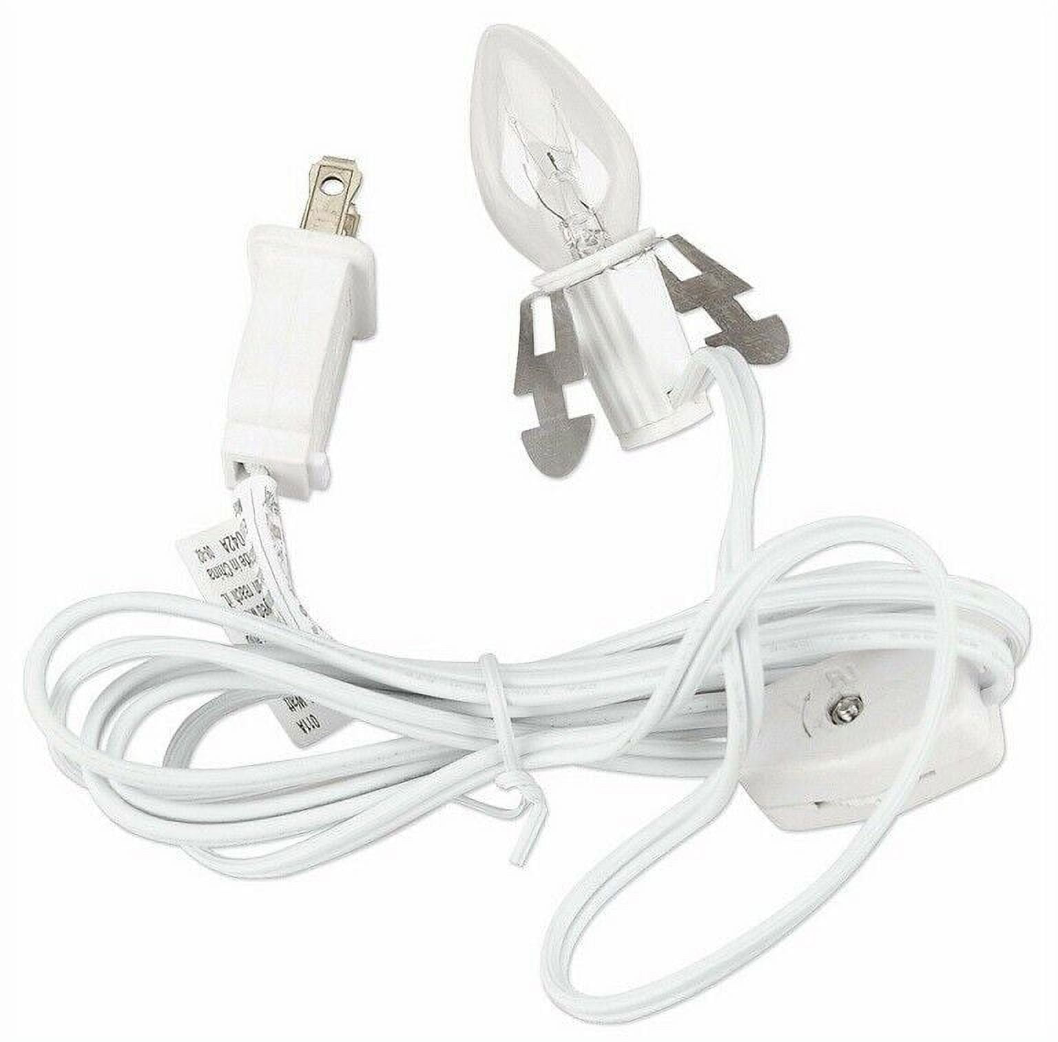 White Clip Lamp Light 6' Electric Accessory Cord with Socket on/off ...