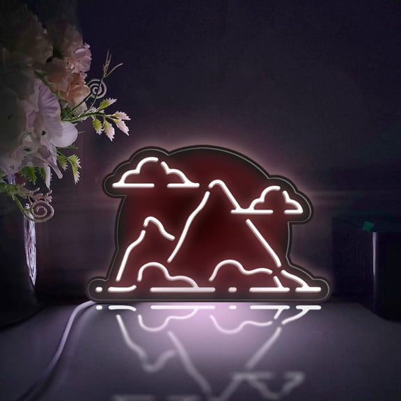 White Cloud And Mountain Led Light Box, Dimmable Neon-Like Light Signs USB Power for Wall Decor Bedroom Decoration, Static Light (WxH) 8"x5"