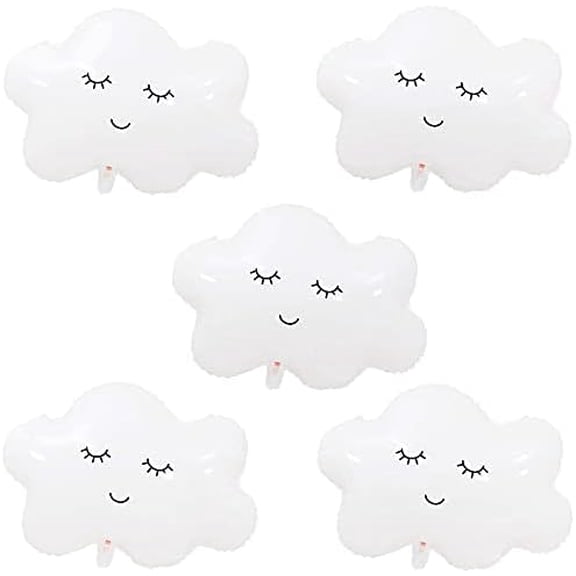 White Cloud Balloons Cloud Shaped Foil Mylar Balloons for Baby Shower Themed Party Birthday Decoration Supplies 30 inch 5PCS