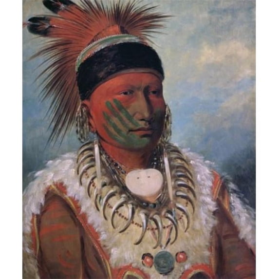 White Cloud Chief of the Iowas George Catlin 1794-1872 American Oil on Canvas National Gallery of Art Washington DC Poster Print - 18 x 24 in.