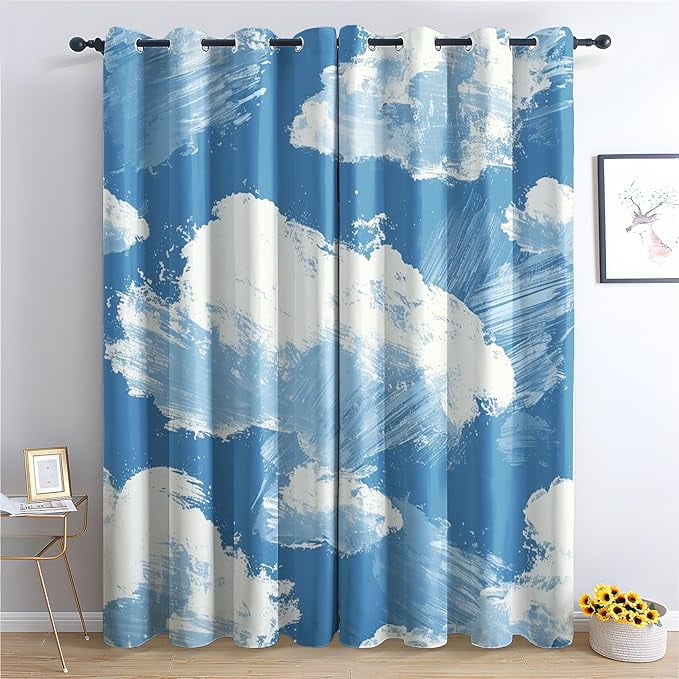 Czrouz Night Sky Blackout Curtains For Girls Boy Home Decor, Dark Blue Cosmic Nebula Sparkly Stars Grommet Thermal Insulated Drapes Darkening Window Curtain For Bedroom Living Room, 72 X 63 Inch