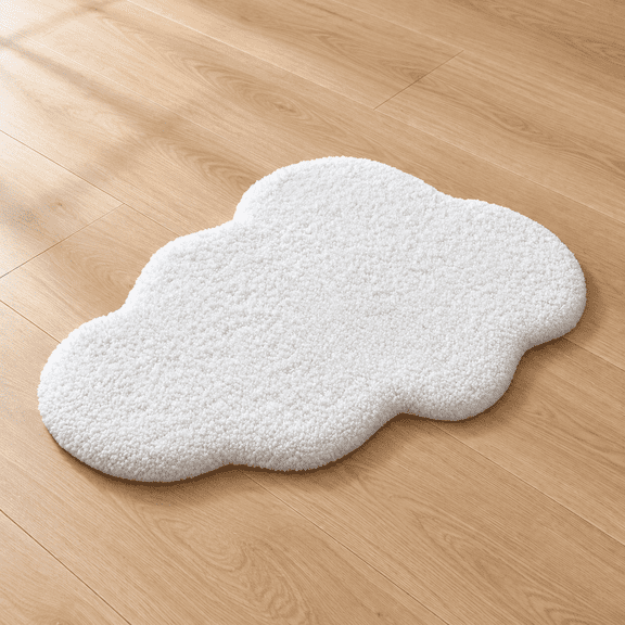 White Cloud Cute Bath Mat 24"x36" Non Slip Plush