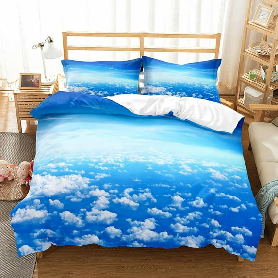White Cloud Duvet Cover Set Comforter Cover Twin Full King Size for Kids Teens Adults Bedroom Decor Bedding Set with Pillowcase