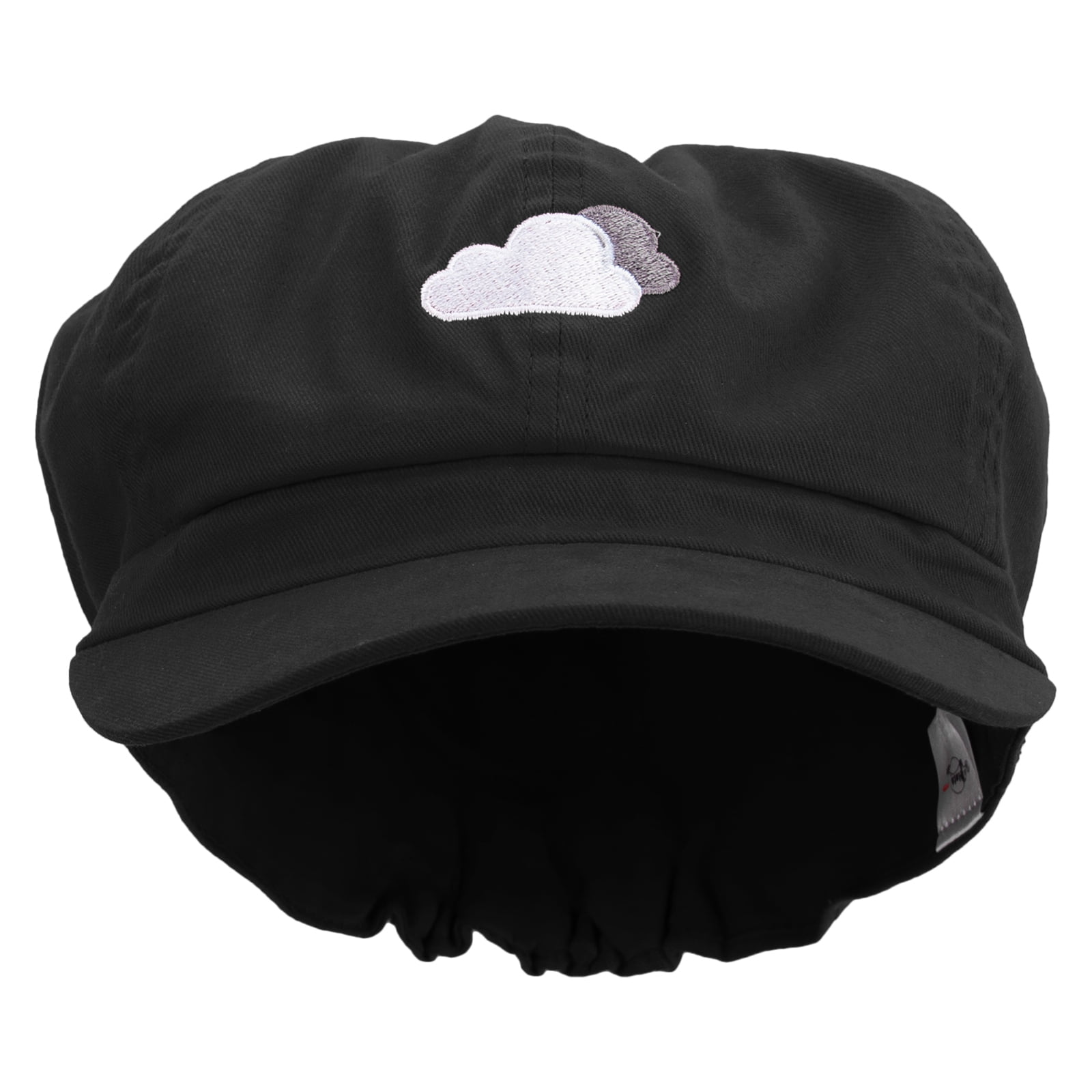 White Cloud Icon Embroidered Cotton Elastic Big Size Newsboy Cap ...