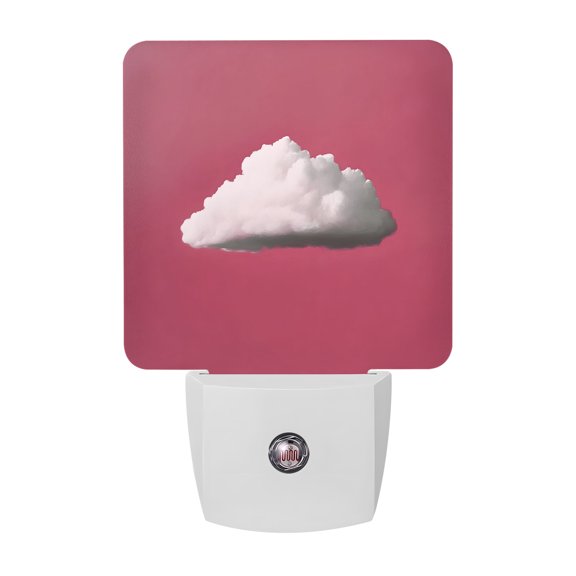 White Cloud Night Lights, Abstract Pink Backdop Sky Clouds Gray Shadow Smart Auto Dusk to Dawn Sensor Nightlights Plug-in Nightlight for Bedroom Bathroom Living Room Kitchen Hallway