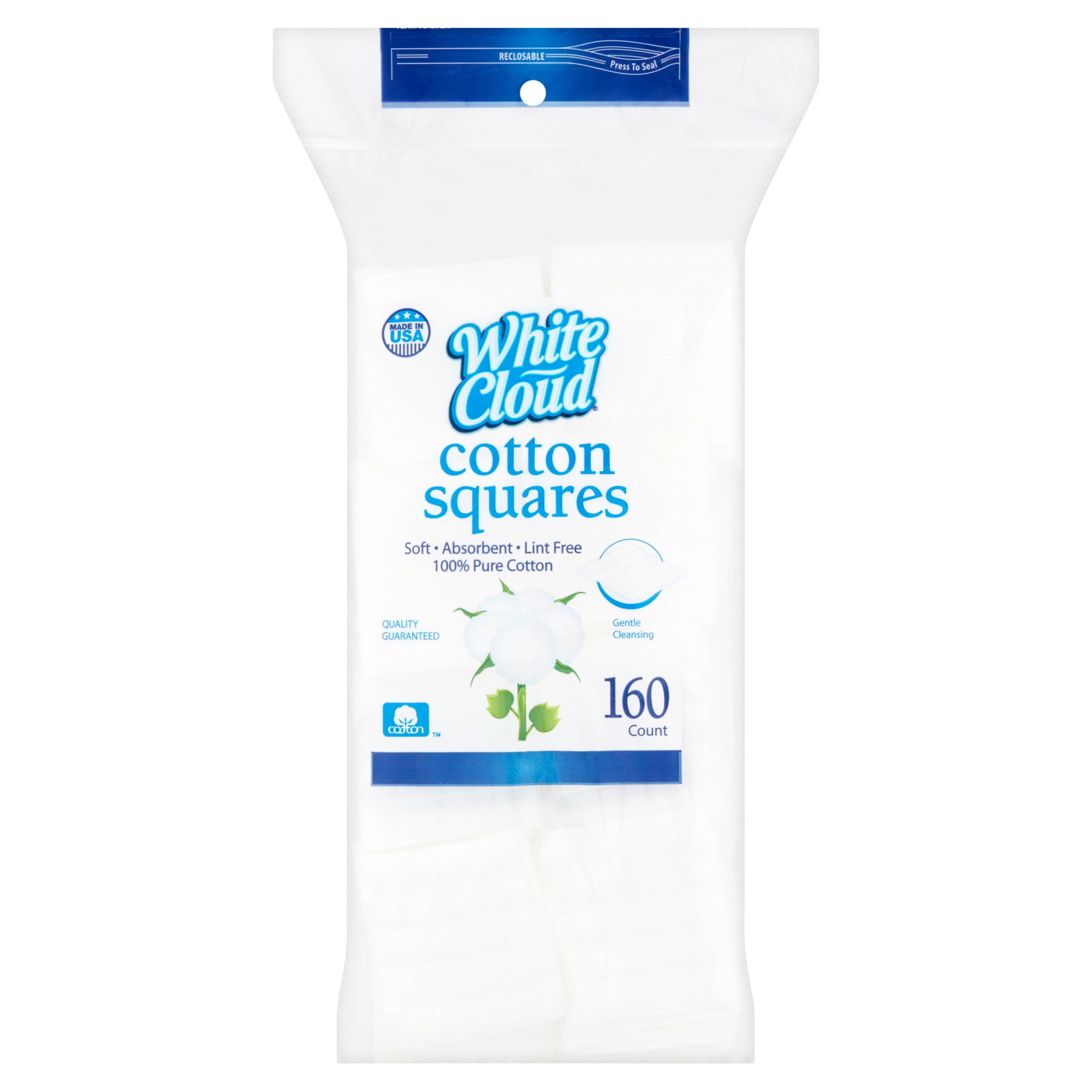 White Cloud Premium Cotton Squares, 160 ct