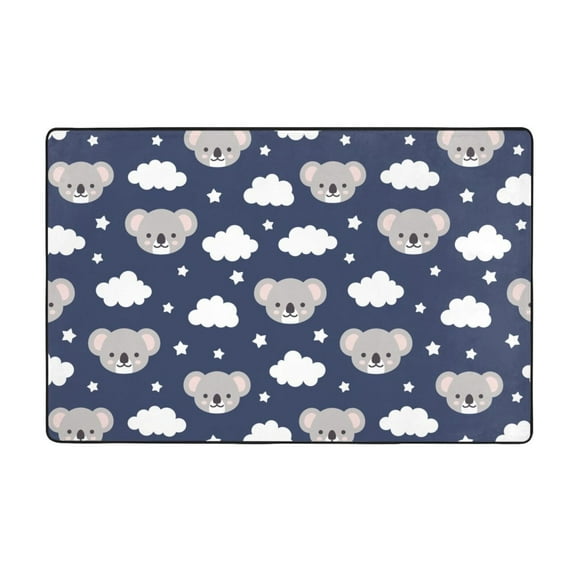 White Cloud Star Koala Shaggy Area Rug, Rugs for Living Room Bedroom Non Slip Door Mat Indoor Carpet Machine Washable Nursery Home Decor Floor Mats for Entryway 60x39in-#