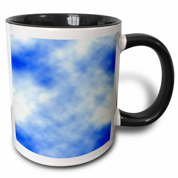 3drose, White Clouds and Blue Sky, 11oz Two-tone Black Mug