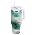 thumbnail image 1 of White Clouds Green Mountains Tumbler with Handle and Straw Lid 30 oz Insulated Vacuum Water Bottle Stainless Steel Travel Cup, 1 of 9