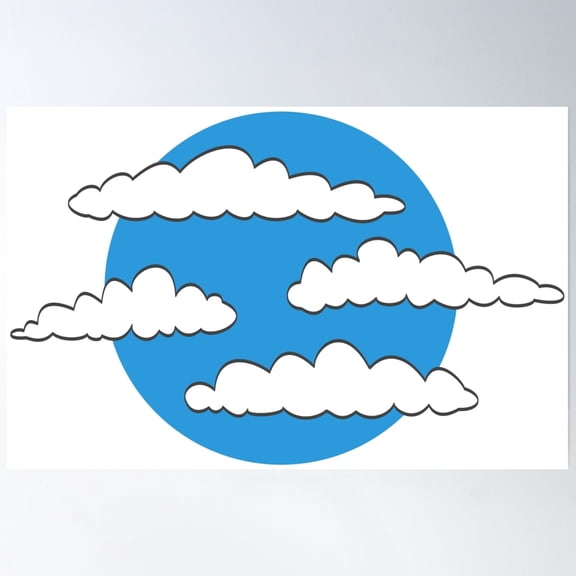 White Clouds On Blue Sky Poster Wall Art, Modern Wall Decor, 8x12 UNFRAMED