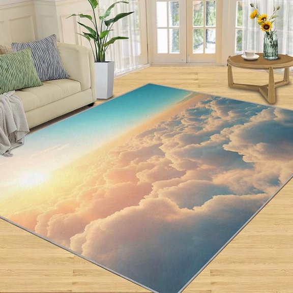 White Clouds Rugs for Living Room, Fantasy Cloud Rug, Sun Washable Area Rugs for Bedroom, Kids Carpet, Landscape Carpet - Cloud Home Decor & Gift 2 x 3ft