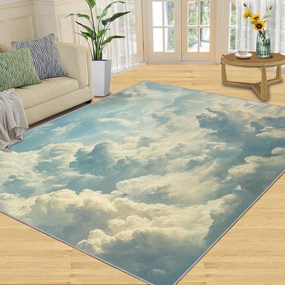 White Clouds Rugs for Bedroom, Fantasy Area Rugs for Living Room, Cloud Washable Carpet, Kids Rug, Boys Room Carpet - Cloud Home Decor & Gift 2 x 3ft