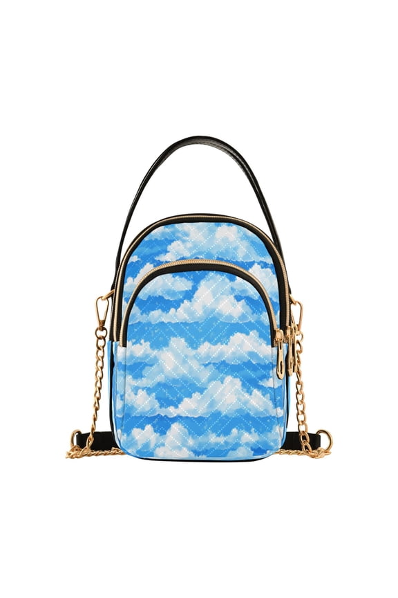 White Clouds Women's Crossbody Handbags Leather Crossbody Bags Fanny Pack Chest Bag for Travel