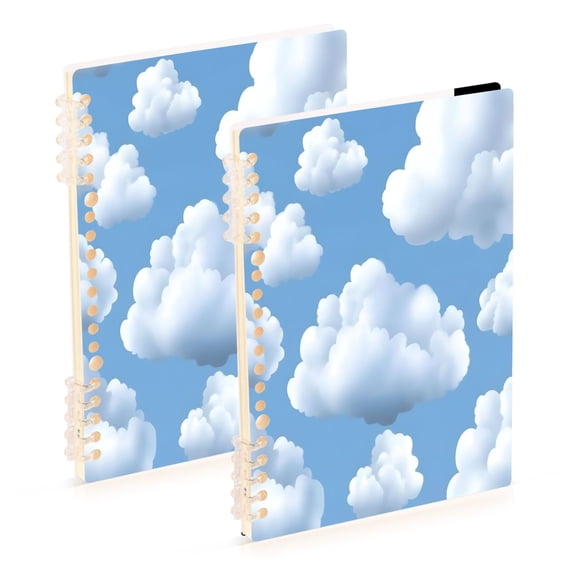 White Clouds and Blue Sky 2-Piece A5 PP Notebooks, Adjustable Rings, 80g Paper, Diary Set